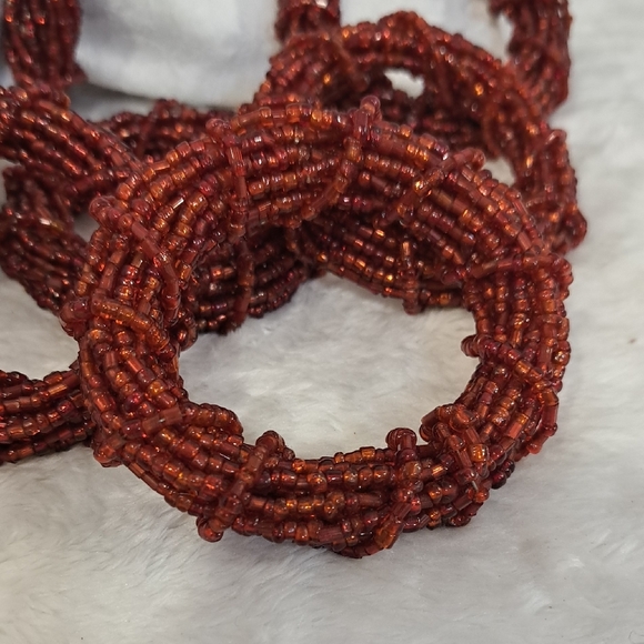 Rustic Beaded Napkin Rings Set - Picture 2 of 5